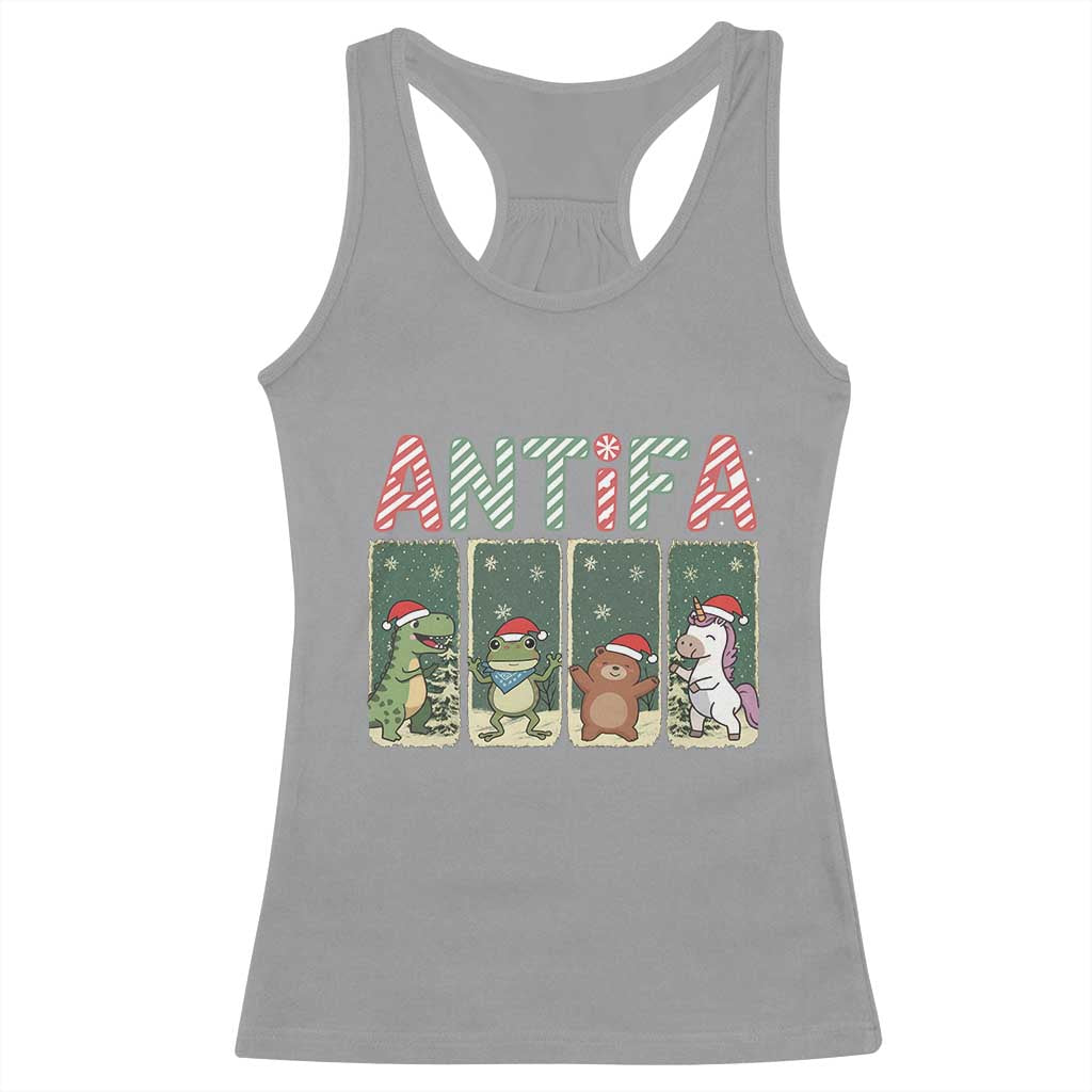 Funny Christmas Frogtifa Racerback Tank Top Portland Resist Frog Protest TS12 Sport Gray Print Your Wear