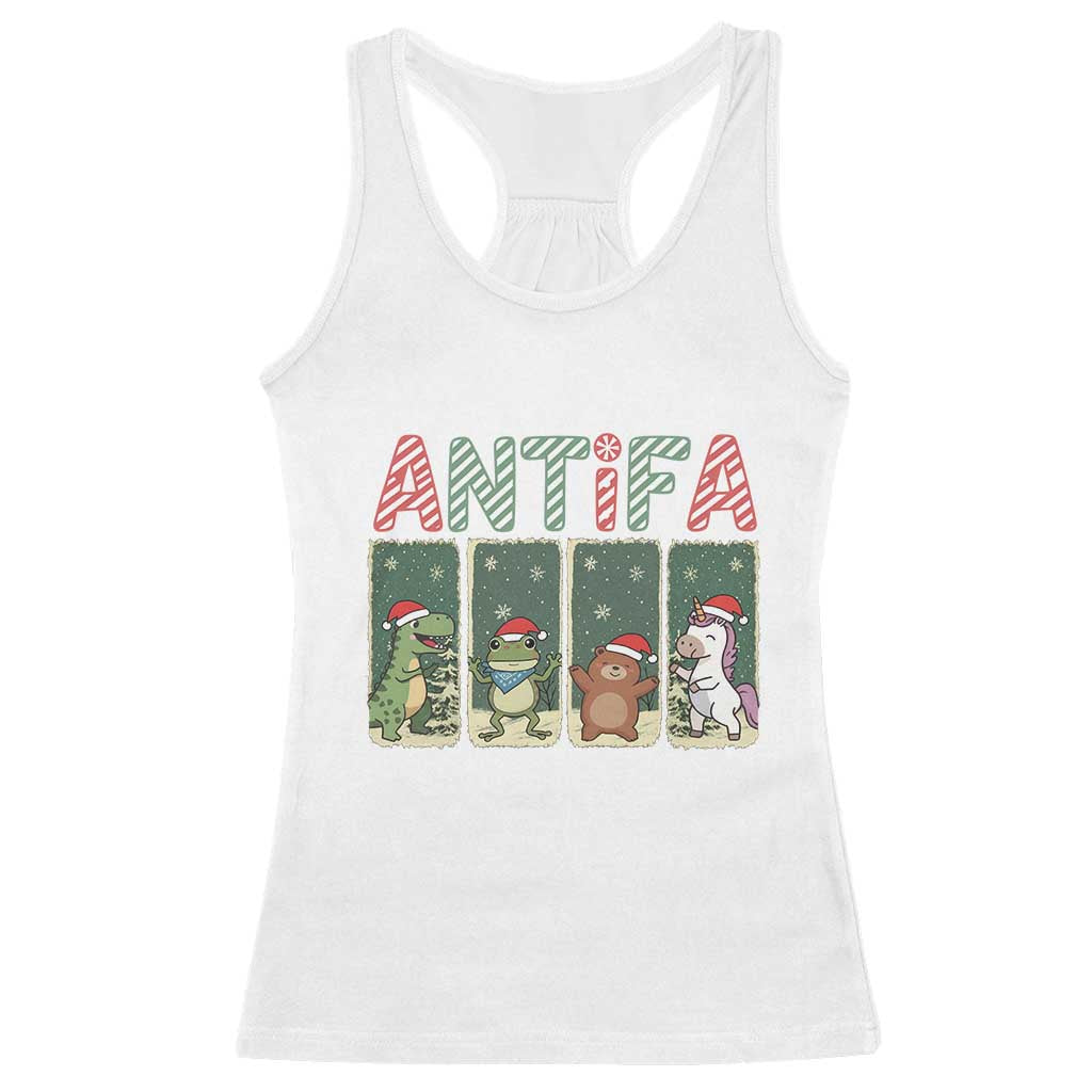 Funny Christmas Frogtifa Racerback Tank Top Portland Resist Frog Protest - Print Your Wear