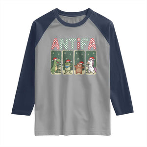 Funny Christmas Frogtifa Raglan Shirt Portland Resist Frog Protest TS12 Sport Gray Navy Print Your Wear