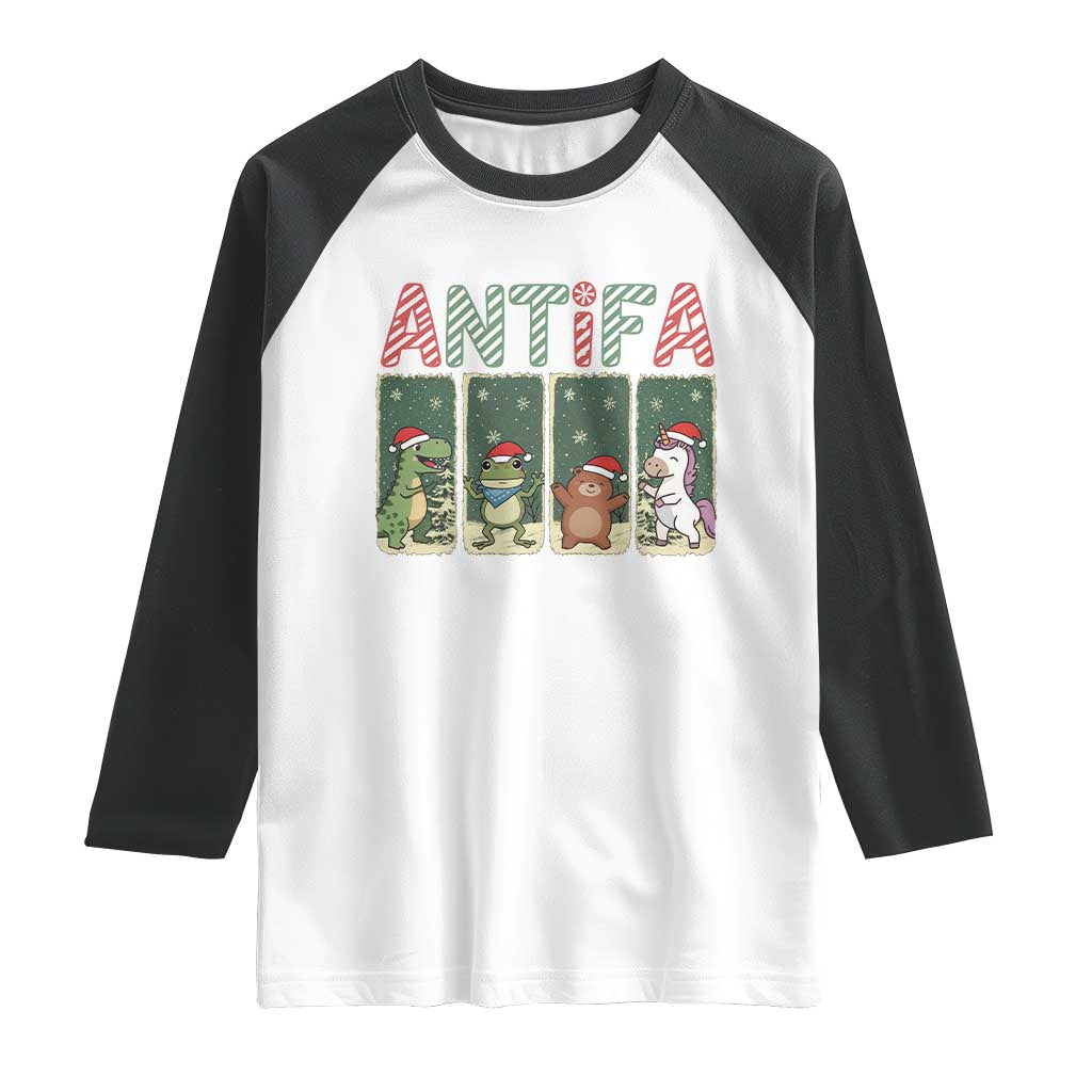 Funny Christmas Frogtifa Raglan Shirt Portland Resist Frog Protest - Print Your Wear