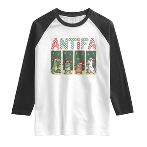 Funny Christmas Frogtifa Raglan Shirt Portland Resist Frog Protest - Print Your Wear