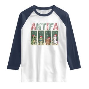 Funny Christmas Frogtifa Raglan Shirt Portland Resist Frog Protest - Print Your Wear