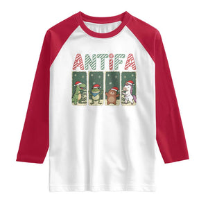 Funny Christmas Frogtifa Raglan Shirt Portland Resist Frog Protest - Print Your Wear