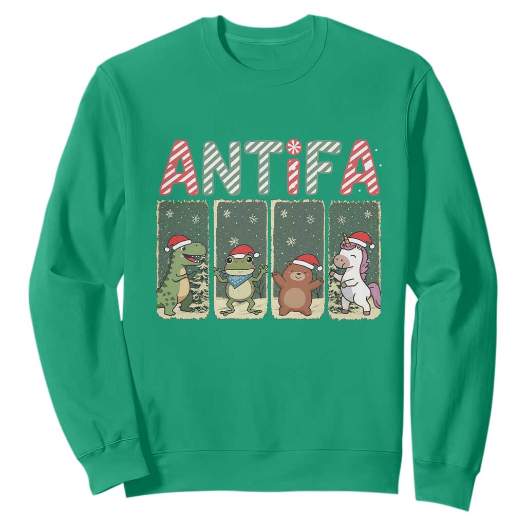 Funny Christmas Frogtifa Sweatshirt Portland Resist Frog Protest TS12 Irish Green Print Your Wear