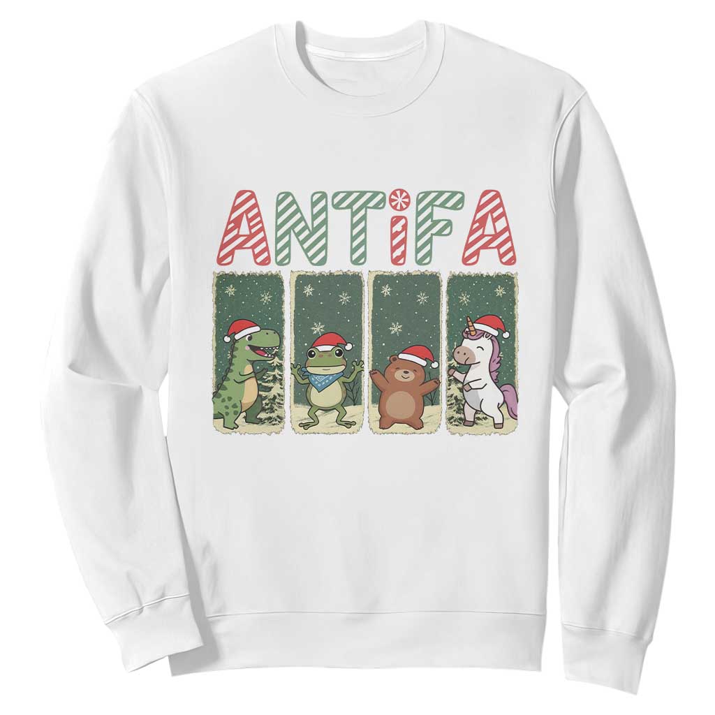 Funny Christmas Frogtifa Sweatshirt Portland Resist Frog Protest - Print Your Wear