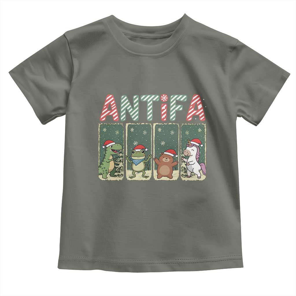 Funny Christmas Frogtifa Toddler T Shirt Portland Resist Frog Protest TS12 Military Green Print Your Wear