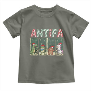 Funny Christmas Frogtifa Toddler T Shirt Portland Resist Frog Protest TS12 Military Green Print Your Wear