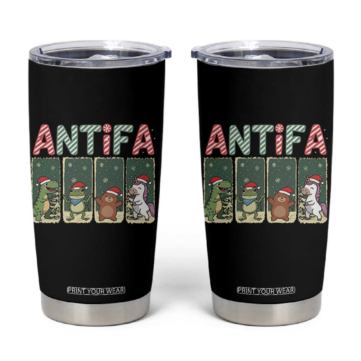 Funny Christmas Frogtifa Tumbler Cup Portland Resist Frog Protest - Print Your Wear