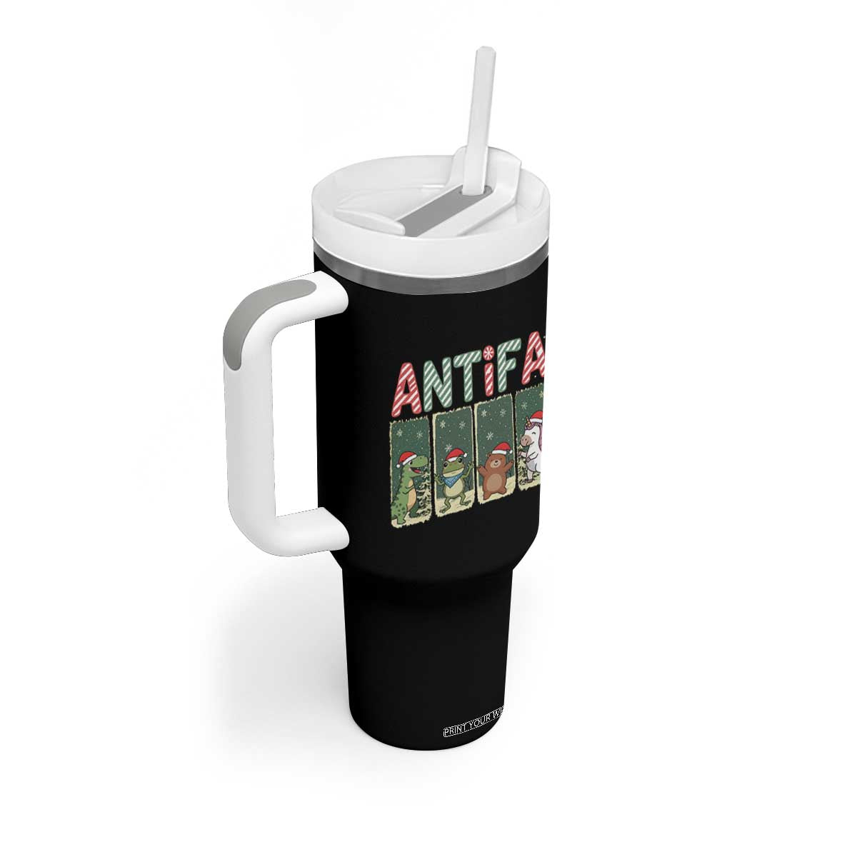 Funny Christmas Frogtifa Tumbler With Handle Portland Resist Frog Protest TS12 Print Your Wear
