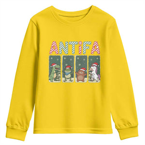Funny Christmas Frogtifa Youth Sweatshirt Portland Resist Frog Protest TS12 Daisy Print Your Wear
