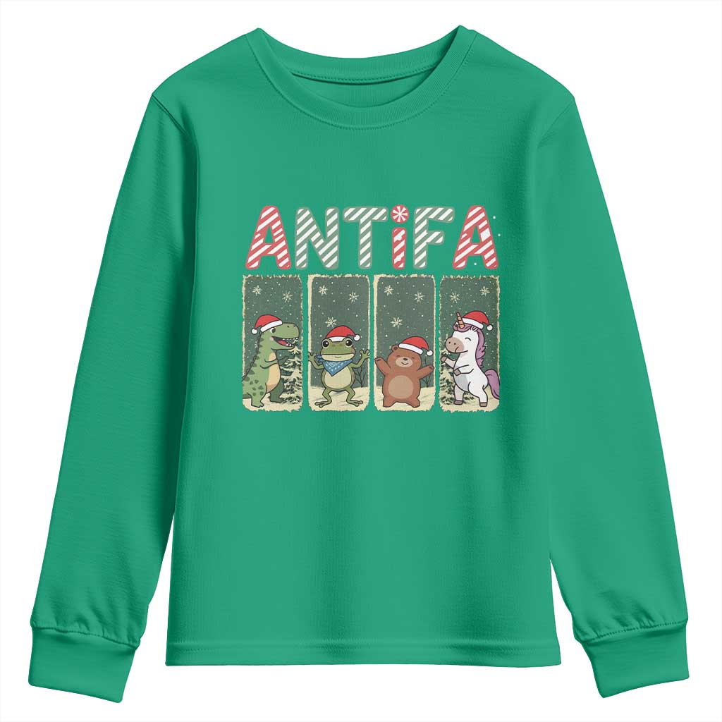 Funny Christmas Frogtifa Youth Sweatshirt Portland Resist Frog Protest TS12 Irish Green Print Your Wear