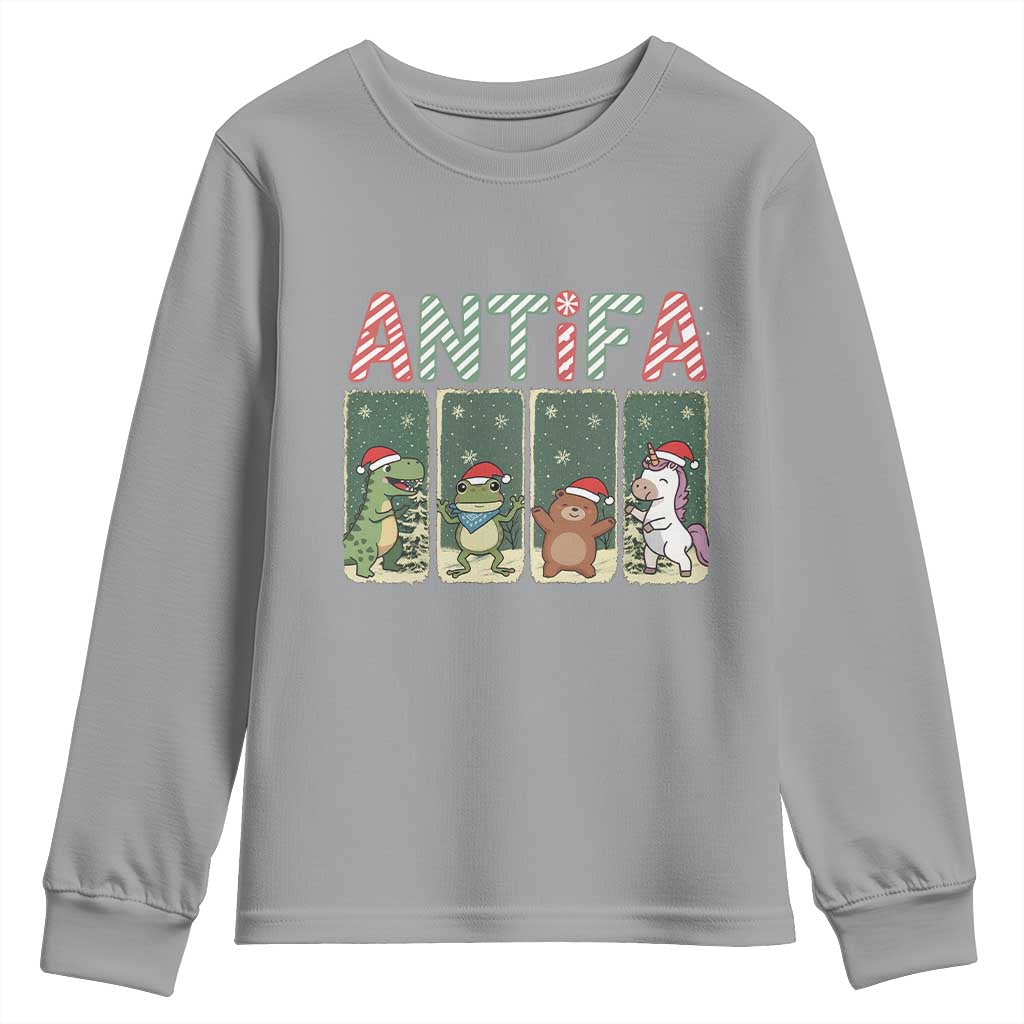 Funny Christmas Frogtifa Youth Sweatshirt Portland Resist Frog Protest TS12 Sport Gray Print Your Wear