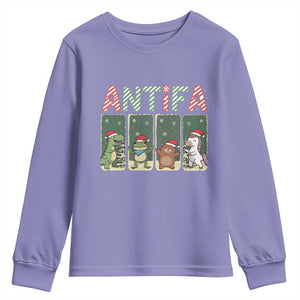Funny Christmas Frogtifa Youth Sweatshirt Portland Resist Frog Protest TS12 Violet Print Your Wear