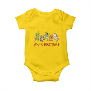 Joy Is Resistance Baby Onesie Funny Portland Frog Protest Christmas Gift - Print Your Wear