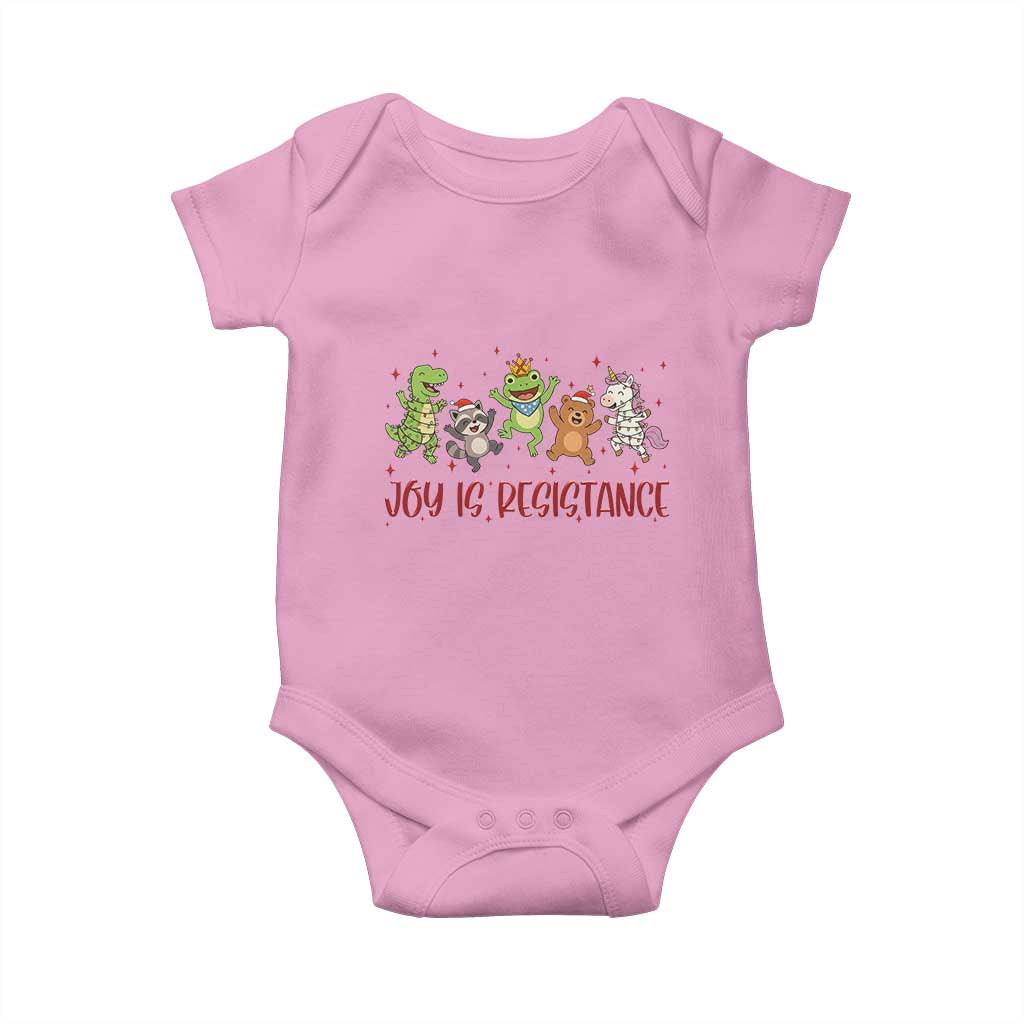 Joy Is Resistance Baby Onesie Funny Portland Frog Protest Christmas Gift TS12 Light Pink Print Your Wear