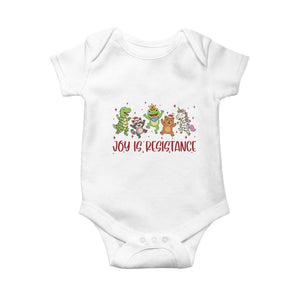 Joy Is Resistance Baby Onesie Funny Portland Frog Protest Christmas Gift - Print Your Wear