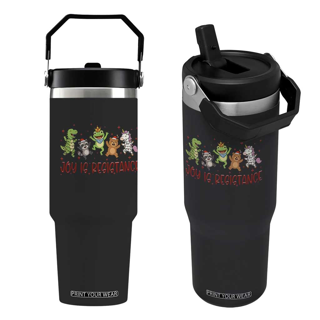 Joy Is Resistance Flip Straw Tumbler Funny Portland Frog Protest Christmas Gift - Print Your Wear