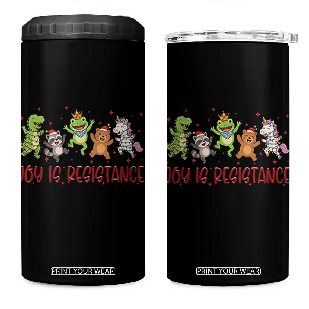 Joy Is Resistance 4 in 1 Can Cooler Tumbler Funny Portland Frog Protest Christmas Gift - Print Your Wear