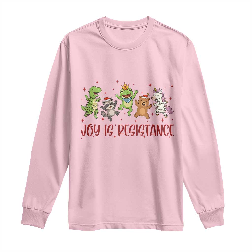 Joy Is Resistance Long Sleeve Shirt Funny Portland Frog Protest Christmas Gift TS12 Light Pink Print Your Wear