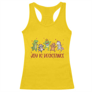 Joy Is Resistance Racerback Tank Top Funny Portland Frog Protest Christmas Gift - Print Your Wear