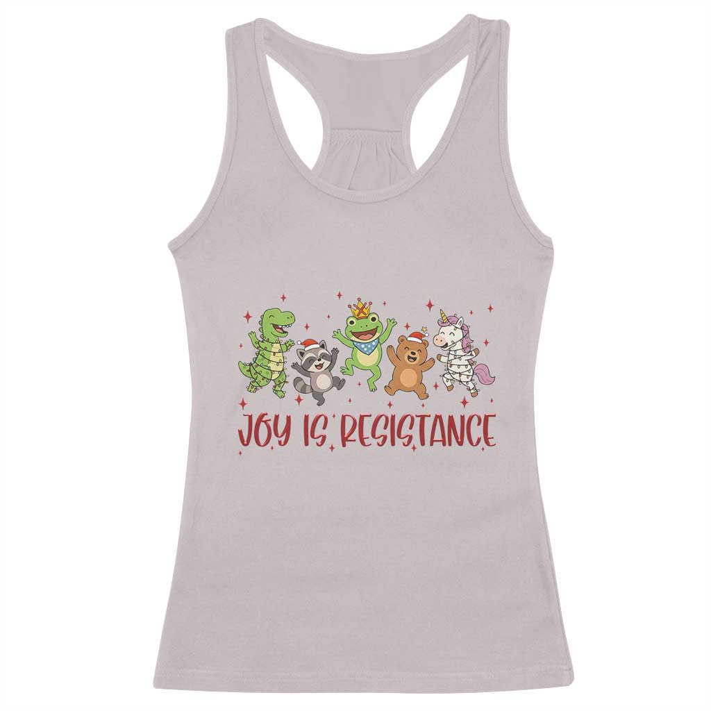 Joy Is Resistance Racerback Tank Top Funny Portland Frog Protest Christmas Gift TS12 Ice Gray Print Your Wear