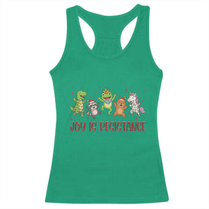 Joy Is Resistance Racerback Tank Top Funny Portland Frog Protest Christmas Gift - Print Your Wear