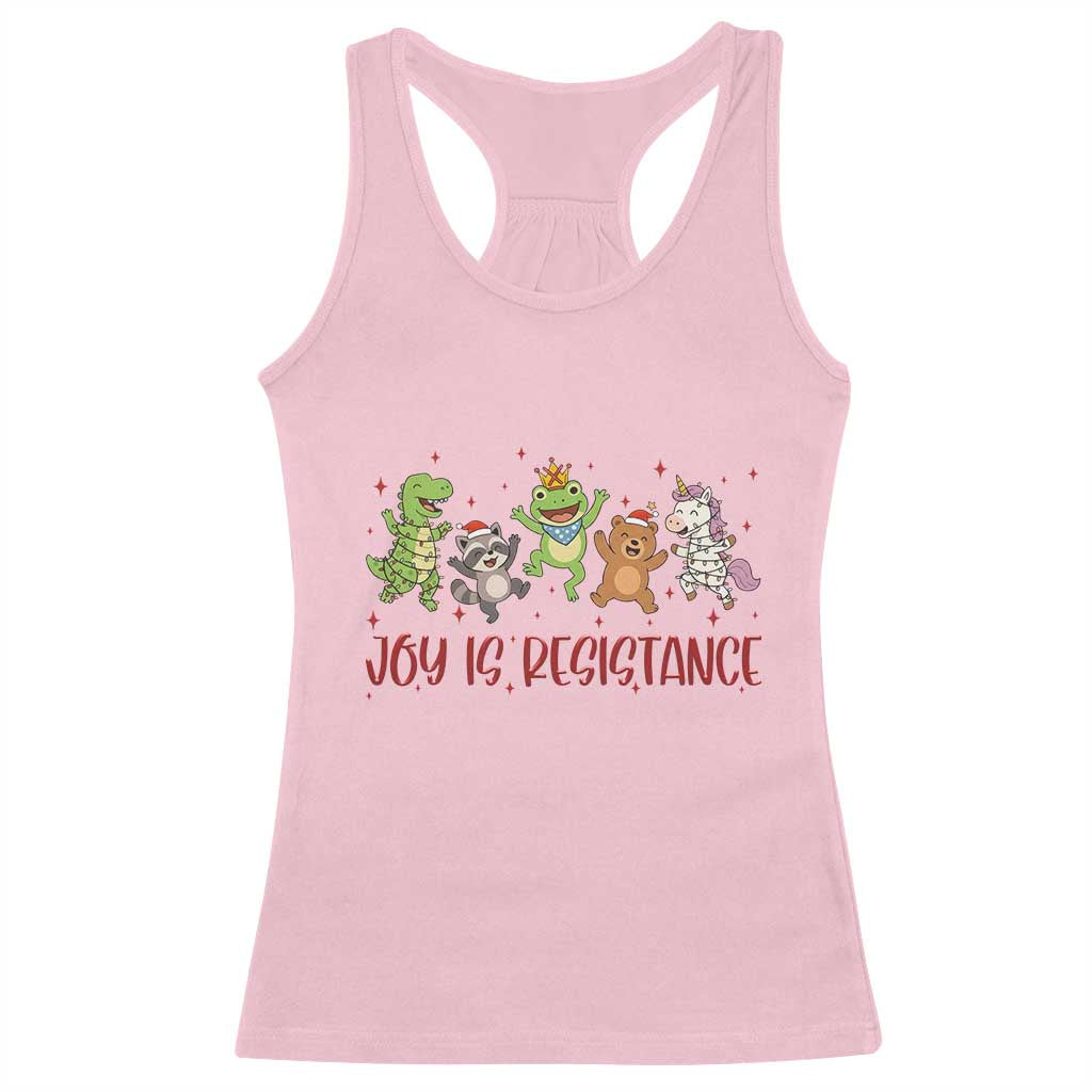 Joy Is Resistance Racerback Tank Top Funny Portland Frog Protest Christmas Gift TS12 Light Pink Print Your Wear