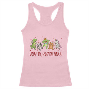 Joy Is Resistance Racerback Tank Top Funny Portland Frog Protest Christmas Gift - Print Your Wear