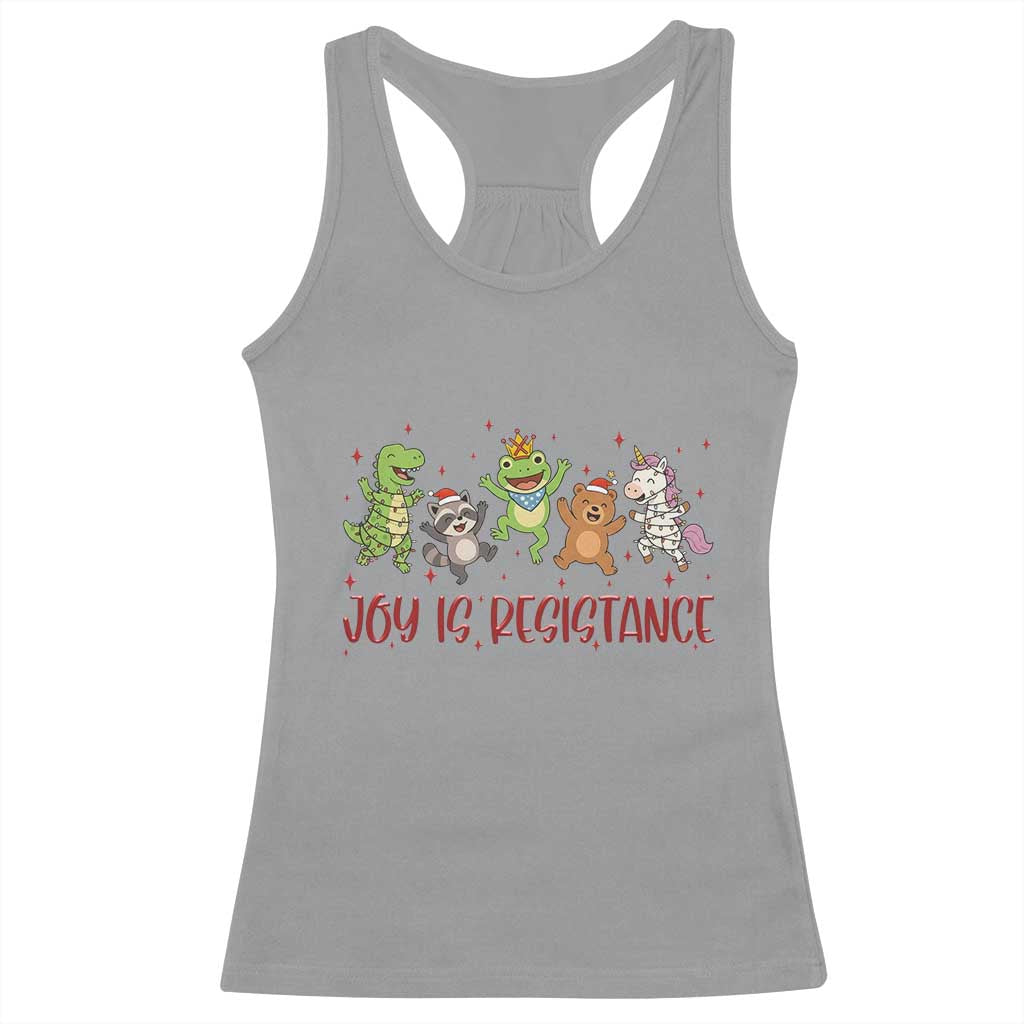 Joy Is Resistance Racerback Tank Top Funny Portland Frog Protest Christmas Gift TS12 Sport Gray Print Your Wear