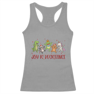 Joy Is Resistance Racerback Tank Top Funny Portland Frog Protest Christmas Gift TS12 Sport Gray Print Your Wear