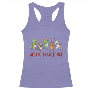 Joy Is Resistance Racerback Tank Top Funny Portland Frog Protest Christmas Gift - Print Your Wear
