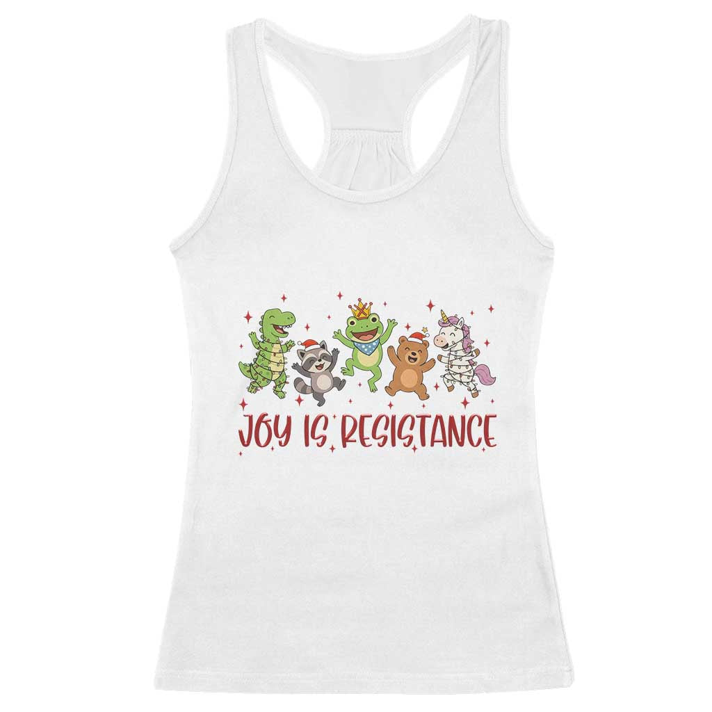Joy Is Resistance Racerback Tank Top Funny Portland Frog Protest Christmas Gift TS12 White Print Your Wear