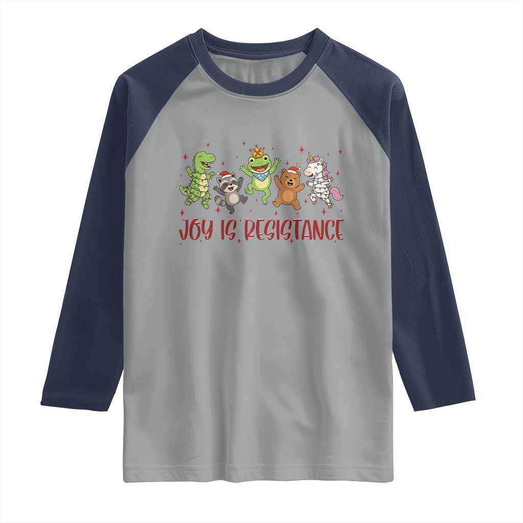 Joy Is Resistance Raglan Shirt Funny Portland Frog Protest Christmas Gift TS12 Sport Gray Navy Print Your Wear