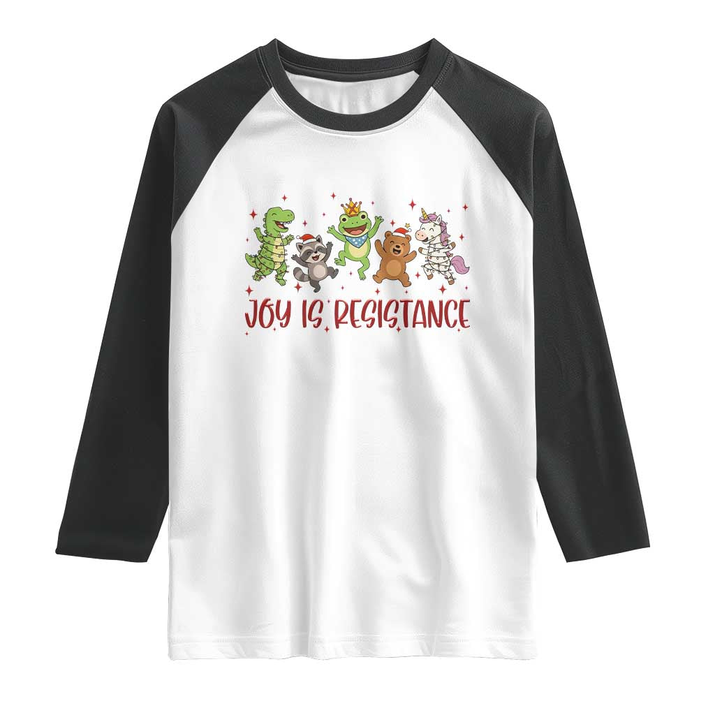 Joy Is Resistance Raglan Shirt Funny Portland Frog Protest Christmas Gift - Print Your Wear