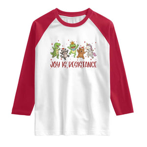 Joy Is Resistance Raglan Shirt Funny Portland Frog Protest Christmas Gift TS12 White Red Print Your Wear