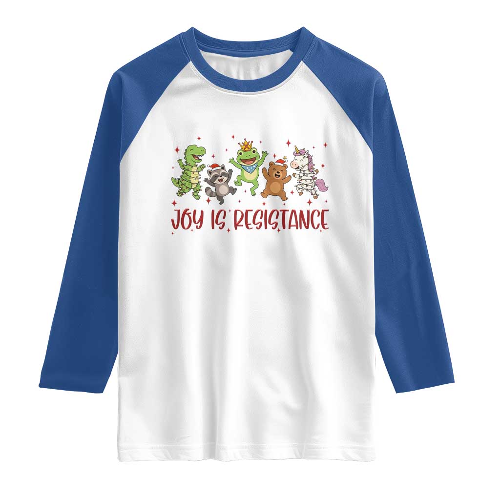 Joy Is Resistance Raglan Shirt Funny Portland Frog Protest Christmas Gift TS12 White Royal Print Your Wear