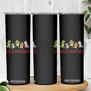 Joy Is Resistance Skinny Tumbler Funny Portland Frog Protest Christmas Gift - Print Your Wear