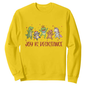 Joy Is Resistance Sweatshirt Funny Portland Frog Protest Christmas Gift - Print Your Wear