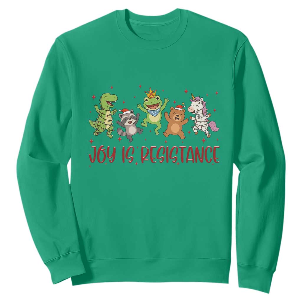 Joy Is Resistance Sweatshirt Funny Portland Frog Protest Christmas Gift TS12 Irish Green Print Your Wear