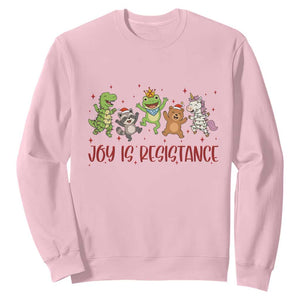 Joy Is Resistance Sweatshirt Funny Portland Frog Protest Christmas Gift TS12 Light Pink Print Your Wear