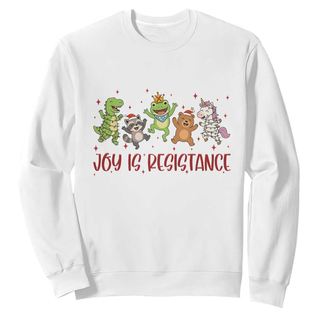 Joy Is Resistance Sweatshirt Funny Portland Frog Protest Christmas Gift TS12 White Print Your Wear