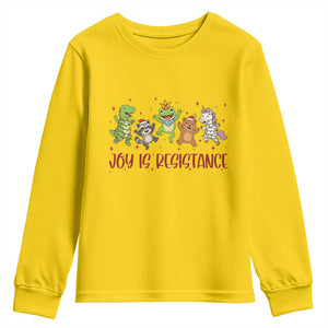Joy Is Resistance Youth Sweatshirt Funny Portland Frog Protest Christmas Gift - Print Your Wear
