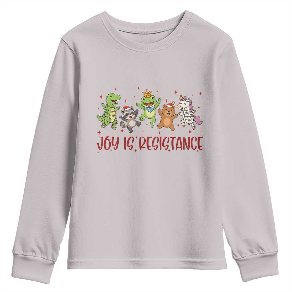 Joy Is Resistance Youth Sweatshirt Funny Portland Frog Protest Christmas Gift TS12 Ice Gray Print Your Wear