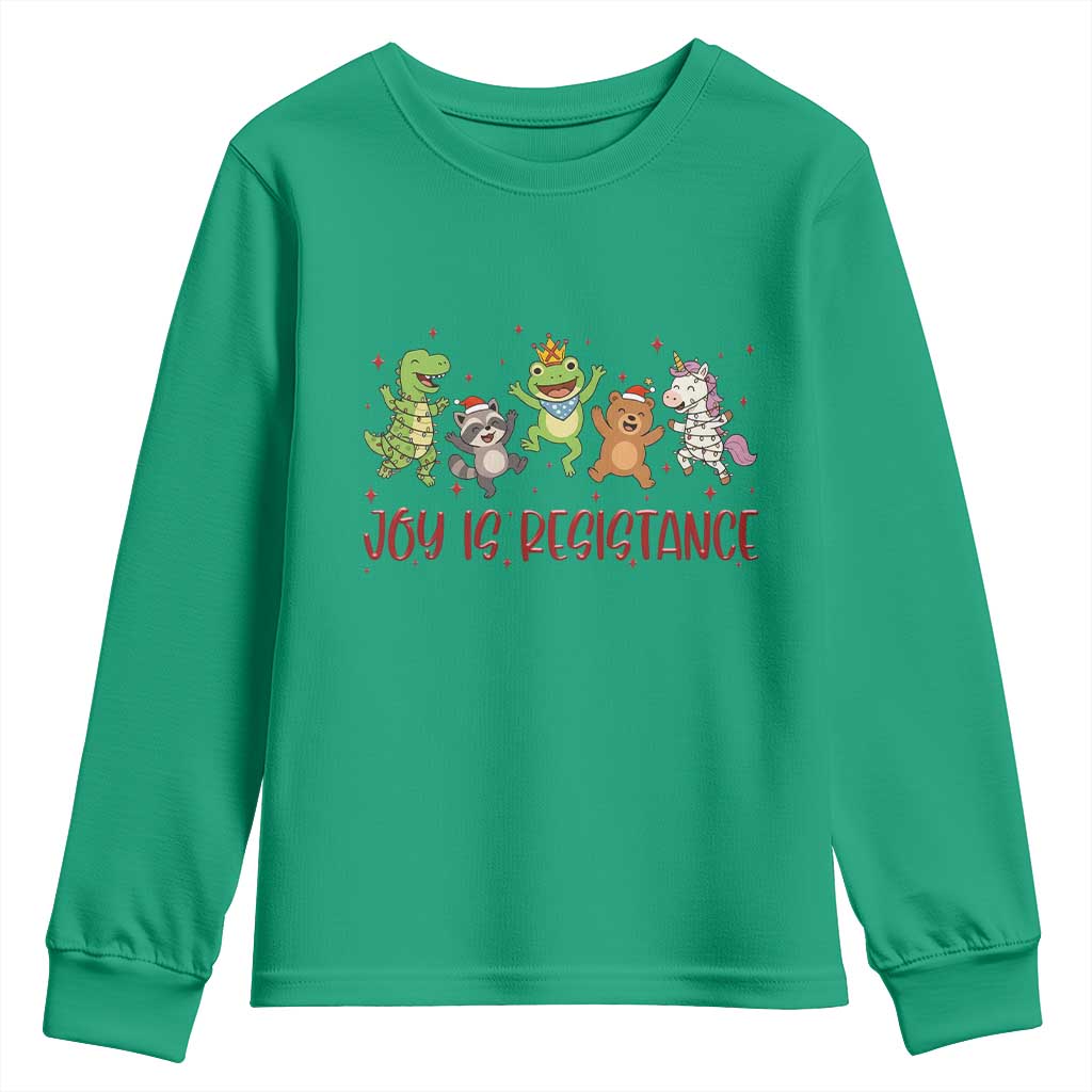 Joy Is Resistance Youth Sweatshirt Funny Portland Frog Protest Christmas Gift TS12 Irish Green Print Your Wear