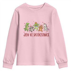 Joy Is Resistance Youth Sweatshirt Funny Portland Frog Protest Christmas Gift TS12 Light Pink Print Your Wear
