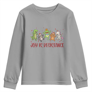 Joy Is Resistance Youth Sweatshirt Funny Portland Frog Protest Christmas Gift - Print Your Wear