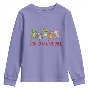 Joy Is Resistance Youth Sweatshirt Funny Portland Frog Protest Christmas Gift - Print Your Wear