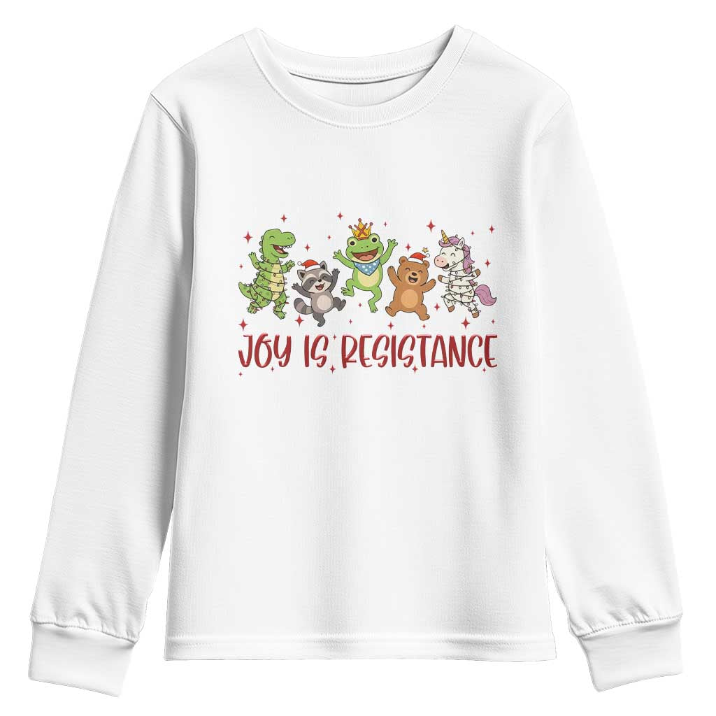 Joy Is Resistance Youth Sweatshirt Funny Portland Frog Protest Christmas Gift - Print Your Wear