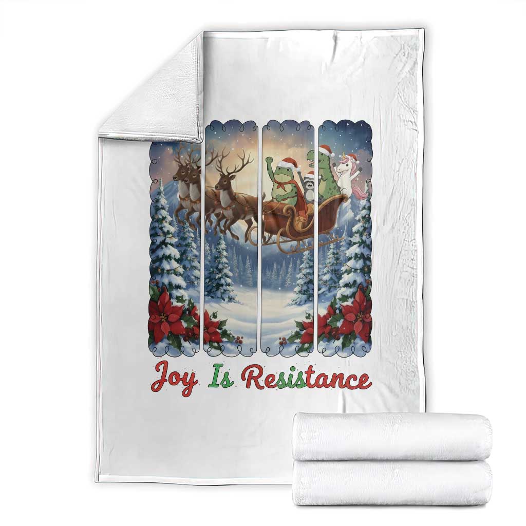 Joy Is Resistance Portland Frog Protest Throw Blanket Funny Holiday Meme Gift Idea TS12 White Print Your Wear