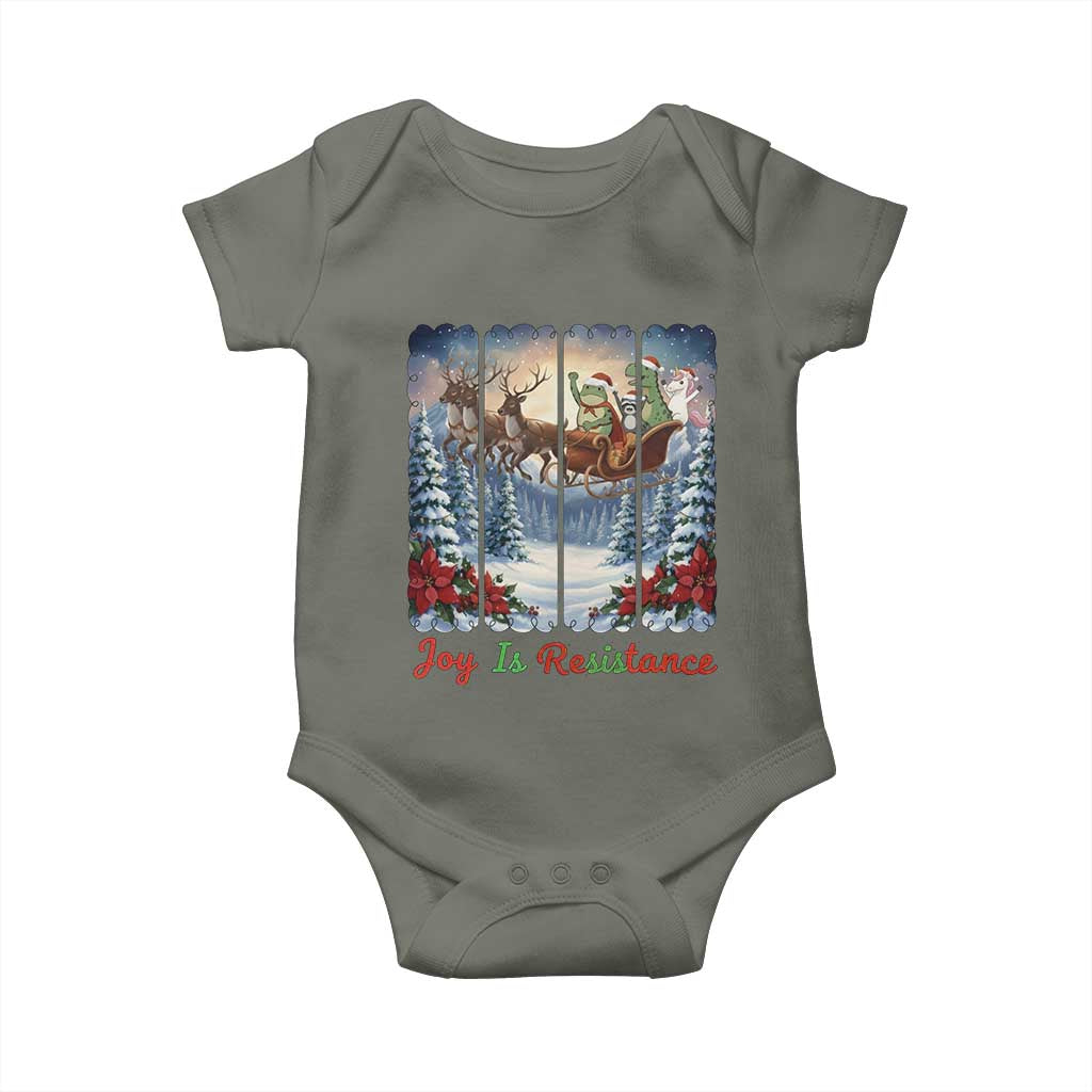 Joy Is Resistance Portland Frog Protest Baby Onesie Funny Holiday Meme Gift Idea TS12 Military Green Print Your Wear